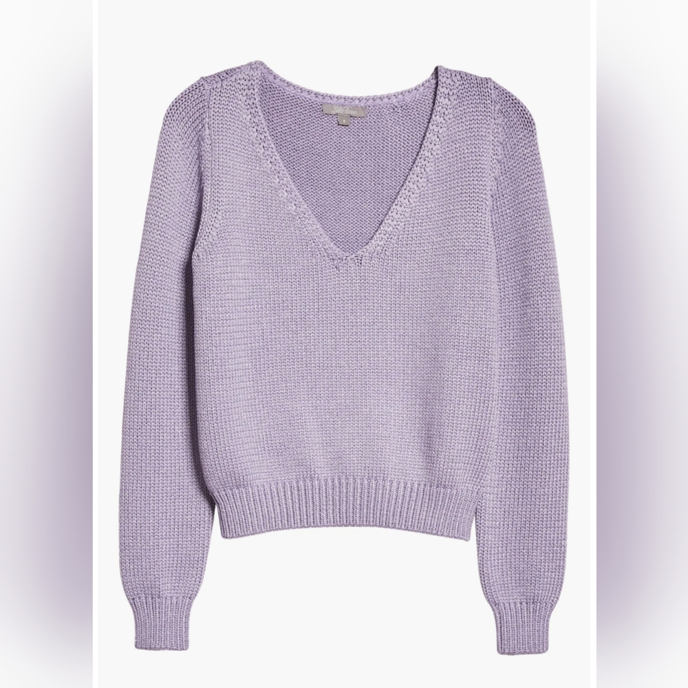 Lela Rose Metallic V-Neck sweater - Lavender